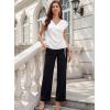 image:imageEVALESS Satin Blouses for Women Dressy Casual Silk V Neck Cap Sleeve Pleated Shirts Business Work TopsWhite