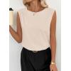 image:imageEVALESS Womens Tank Tops Sleeveless Crew Neck Pleated Shoulder Blouses Vest ShirtsApricot