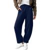 image:imageEVALESS Wide Leg Sweatpants Women Fall Clothes Casual Elastic High Waisted Baggy Pants Cropped Length Ballon JoggersNavy Blue
