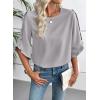 image:imageEVALESS 34 Length Sleeve Womens Tops Dressy Casual Blouses Crewneck Ruffle Sleeve Shirts Spring Outfits Business Work TopsLight Grey