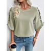 image:imageEVALESS 34 Length Sleeve Womens Tops Dressy Casual Blouses Crewneck Ruffle Sleeve Shirts Spring Outfits Business Work TopsSage Green
