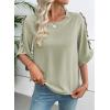 image:imageEVALESS 34 Length Sleeve Womens Tops Dressy Casual Blouses Crewneck Ruffle Sleeve Shirts Spring Outfits Business Work TopsSage Green