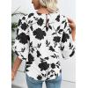 image:imageEVALESS 34 Length Sleeve Womens Tops Dressy Casual Blouses Crewneck Ruffle Sleeve Shirts Spring Outfits Business Work TopsWhite  Black Floral