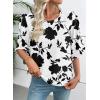image:imageEVALESS 34 Length Sleeve Womens Tops Dressy Casual Blouses Crewneck Ruffle Sleeve Shirts Spring Outfits Business Work TopsWhite  Black Floral