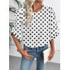 image:imageEVALESS 34 Length Sleeve Womens Tops Dressy Casual Blouses Crewneck Ruffle Sleeve Shirts Spring Outfits Business Work TopsWhite  Black Polka Dots