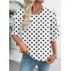 image:imageEVALESS 34 Length Sleeve Womens Tops Dressy Casual Blouses Crewneck Ruffle Sleeve Shirts Spring Outfits Business Work TopsWhite  Black Polka Dots