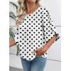 image:imageEVALESS 34 Length Sleeve Womens Tops Dressy Casual Blouses Crewneck Ruffle Sleeve Shirts Spring Outfits Business Work TopsWhite  Black Polka Dots