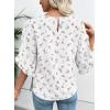 image:imageEVALESS 34 Length Sleeve Womens Tops Dressy Casual Blouses Crewneck Ruffle Sleeve Shirts Spring Outfits Business Work TopsWhite  Ditsy Floral