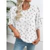 image:imageEVALESS 34 Length Sleeve Womens Tops Dressy Casual Blouses Crewneck Ruffle Sleeve Shirts Spring Outfits Business Work TopsWhite  Ditsy Floral