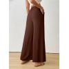image:imageEVALESS Womens High Waisted Button Pleated Wide Leg Pants Beach Vacation TrousesChicory Coffee