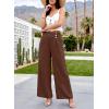 image:imageEVALESS Womens High Waisted Button Pleated Wide Leg Pants Beach Vacation TrousesChicory Coffee
