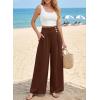 image:imageEVALESS Womens High Waisted Button Pleated Wide Leg Pants Beach Vacation TrousesChicory Coffee
