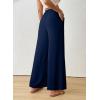 image:imageEVALESS Womens High Waisted Button Pleated Wide Leg Pants Beach Vacation TrousesDirty Blue