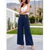 image:imageEVALESS Womens High Waisted Button Pleated Wide Leg Pants Beach Vacation TrousesDirty Blue