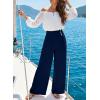 image:imageEVALESS Womens High Waisted Button Pleated Wide Leg Pants Beach Vacation TrousesDirty Blue
