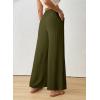image:imageEVALESS Womens High Waisted Button Pleated Wide Leg Pants Beach Vacation TrousesMoss Green