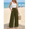 image:imageEVALESS Womens High Waisted Button Pleated Wide Leg Pants Beach Vacation TrousesMoss Green
