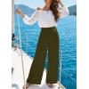 image:imageEVALESS Womens High Waisted Button Pleated Wide Leg Pants Beach Vacation TrousesMoss Green
