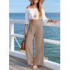 image:imageEVALESS Womens High Waisted Button Pleated Wide Leg Pants Beach Vacation TrousesSimply Taupe