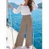 image:imageEVALESS Womens High Waisted Button Pleated Wide Leg Pants Beach Vacation TrousesSimply Taupe