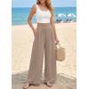 image:imageEVALESS Womens High Waisted Button Pleated Wide Leg Pants Beach Vacation TrousesSimply Taupe