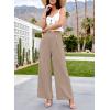 image:imageEVALESS Womens High Waisted Button Pleated Wide Leg Pants Beach Vacation TrousesSimply Taupe