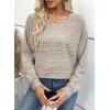 image:imageEVALESS Womens Soft Long Sleeve Blouses Crewneck Pullover Tops Business Casual Batwing Knitted Oversized Outfits 2026Apricot