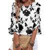 image:imageEVALESS 34 Length Sleeve Womens Tops Dressy Casual Blouses Crewneck Ruffle Sleeve Shirts Spring Outfits Business Work TopsWhite  Black Floral