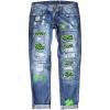image:imageEVALESS Ripped Jeans for Women Plaid Patch Boyfriend Skinny Distressed Denim Jean PantsPatrick Sky Blue