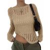 image:imageEVALESS Off The Shoulder Loose Knit Summer Sweater for Women Beach Vacation Clothes for Women Trendy 2026Khaki