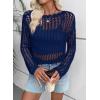 image:imageEVALESS Off The Shoulder Loose Knit Summer Sweater for Women Beach Vacation Clothes for Women Trendy 2026Navy Blue