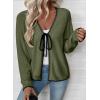 image:imageEVALESS Womens Cardigan Sweaters Trendy V Neck Long Sleeve Open Front Bow Tie Knit Chunky Lightweight Fall OuterwearFour Leaf Clover