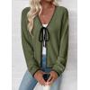 image:imageEVALESS Womens Cardigan Sweaters Trendy V Neck Long Sleeve Open Front Bow Tie Knit Chunky Lightweight Fall OuterwearFour Leaf Clover