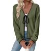image:imageEVALESS Womens Cardigan Sweaters Trendy V Neck Long Sleeve Open Front Bow Tie Knit Chunky Lightweight Fall OuterwearFour Leaf Clover