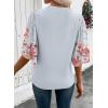 image:imageEVALESS 34 Length Sleeve Womens Tops Dressy Casual Blouses Floral Print Crewneck Patchwork Shirts 2026 Spring Outfits