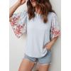 image:imageEVALESS 34 Length Sleeve Womens Tops Dressy Casual Blouses Floral Print Crewneck Patchwork Shirts 2026 Spring Outfits