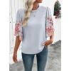 image:imageEVALESS 34 Length Sleeve Womens Tops Dressy Casual Blouses Floral Print Crewneck Patchwork Shirts 2026 Spring Outfits