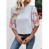 image:imageEVALESS 34 Length Sleeve Womens Tops Dressy Casual Blouses Floral Print Crewneck Patchwork Shirts 2026 Spring Outfits