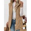 image:imageEVALESS Long Puffer Vest Women Sleeveless Hooded Puffer Jacket Lightweight Quilted Jackets Winter Warm Zip Up Coat OuterwearKhaki