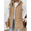 image:imageEVALESS Long Puffer Vest Women Sleeveless Hooded Puffer Jacket Lightweight Quilted Jackets Winter Warm Zip Up Coat OuterwearKhaki