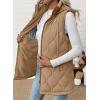 image:imageEVALESS Long Puffer Vest Women Sleeveless Hooded Puffer Jacket Lightweight Quilted Jackets Winter Warm Zip Up Coat OuterwearKhaki