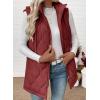 image:imageEVALESS Long Puffer Vest Women Sleeveless Hooded Puffer Jacket Lightweight Quilted Jackets Winter Warm Zip Up Coat OuterwearRacing Red