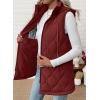 image:imageEVALESS Long Puffer Vest Women Sleeveless Hooded Puffer Jacket Lightweight Quilted Jackets Winter Warm Zip Up Coat OuterwearRacing Red