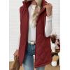 image:imageEVALESS Long Puffer Vest Women Sleeveless Hooded Puffer Jacket Lightweight Quilted Jackets Winter Warm Zip Up Coat OuterwearRacing Red