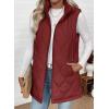 image:imageEVALESS Long Puffer Vest Women Sleeveless Hooded Puffer Jacket Lightweight Quilted Jackets Winter Warm Zip Up Coat OuterwearRacing Red