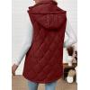 image:imageEVALESS Long Puffer Vest Women Sleeveless Hooded Puffer Jacket Lightweight Quilted Jackets Winter Warm Zip Up Coat OuterwearRacing Red