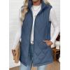 image:imageEVALESS Long Puffer Vest Women Sleeveless Hooded Puffer Jacket Lightweight Quilted Jackets Winter Warm Zip Up Coat OuterwearSail Blue