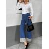 image:imageEVALESS Womens High Waisted Wide Leg JeansSail Blue
