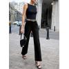 image:imageEVALESS Womens High Waisted Wide Leg Stretchy Denim PantsBlack