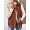 image:imageEVALESS Womens Puffer Vest Lightweight Stand Collar Sleeveless Cropped Quilted Jackets Button Fall Zip Up Coat OuterwearCinnamon